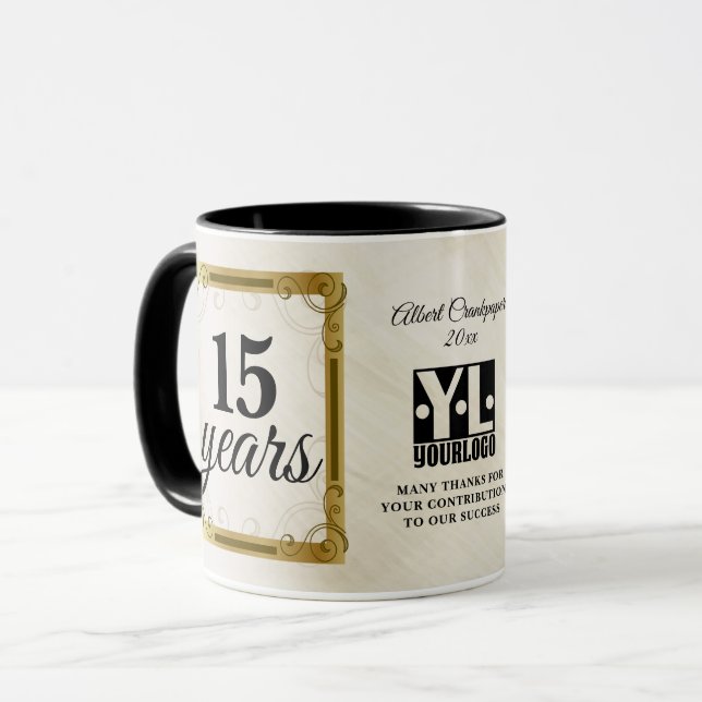 Caneca Prêmio de aniversário de marco de desempenho do fu (Frente Esquerda)
