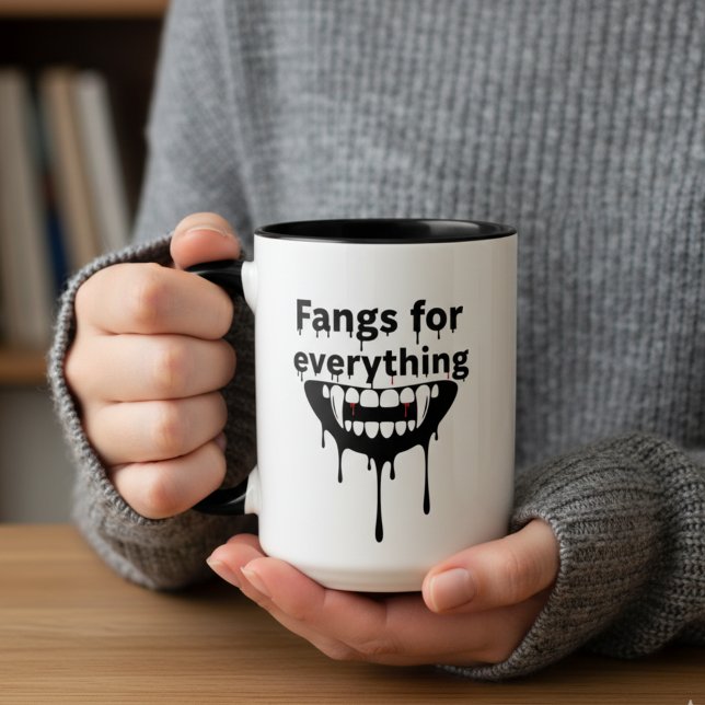 Caneca Presas para tudo Mug | Vampiro Dente Halloween (Criador carregado)