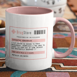 Caneca Prescrição de Café/Chá Engraçada Personalizada