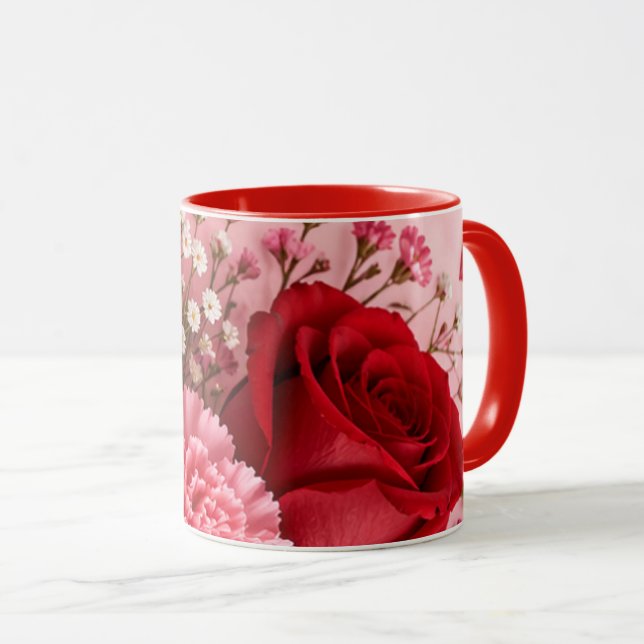CANECA PRESENÇA DE AMOR ANIVERSÁRIO PROMOÇÃO MÃE  (Frente Esquerda)