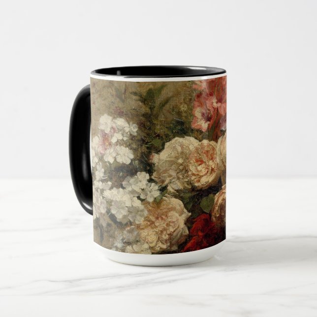 Caneca Presente Antiquado de Pintura Floral (Frente Esquerda)