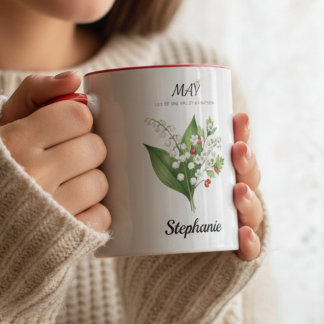 Caneca Presente Botânico Lírio do Vale do Mês de Nascimen
