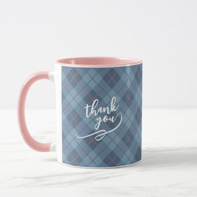 Caneca Presente de agradecimento com padrão de xadrez mod (Esquerda)