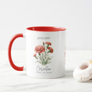 Caneca Presente de Aniversário Cravo Flor do Mês de Nasci