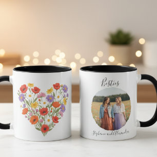 Caneca Presente de Aniversário da Melhor Amiga Floral Cor
