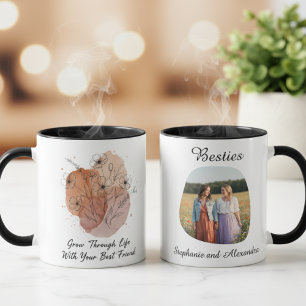 Caneca Presente de Aniversário da Melhor Amiga Floral Sou