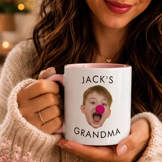 Caneca Presente de Aniversário da Vovó, Rosto de Bebê Pap (Criador carregado)