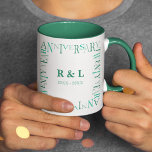 Caneca Presente de Aniversário de Casamento de Vinte Anos<br><div class="desc">Caneca de café de aniversário de casamento de vinte anos única e moderna. Personalize e customize facilmente com iniciais e ano(s) para amigos especiais,  casais,  pais ou seu marido / esposa. Certifique-se de verificar o resto da minha coleção para mais ideias de presentes.</div>