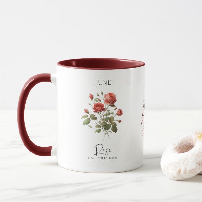 Caneca Presente de aniversário Flor do mês de nascimento  (Com Donut)