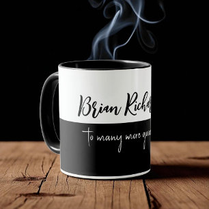 Caneca Presente de Aniversário metade-preto metade-branco