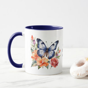 Caneca Presente de Aniversário Personalizado Borboleta Fl