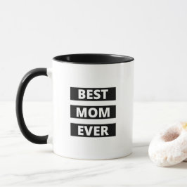 Caneca Presente de aniversário preto e branco 'Melhor Mãe