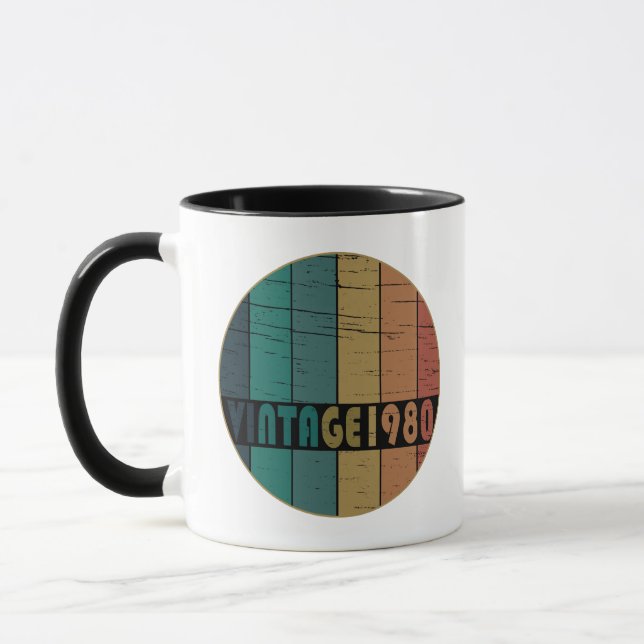 Caneca Presente de aniversário vintage nascido em 1980 (Esquerda)