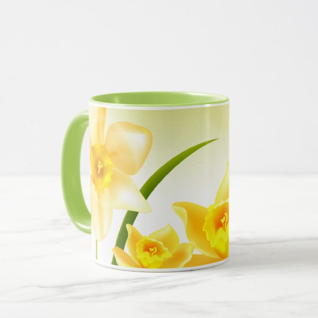 Caneca Presente de Ano Novo Persa de primavera Daffodils (Frente Esquerda)