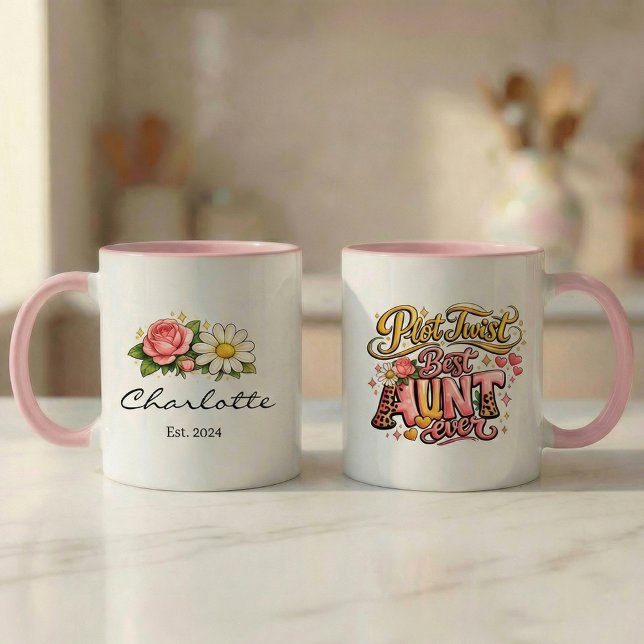 Caneca Presente de Anúncio de Gravidez para Tia com Revir (Criador carregado)