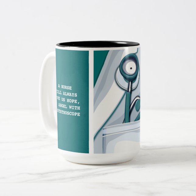 Caneca Presente de Apreciação de Enfermeiro Stethoscope e (Frente Esquerda)