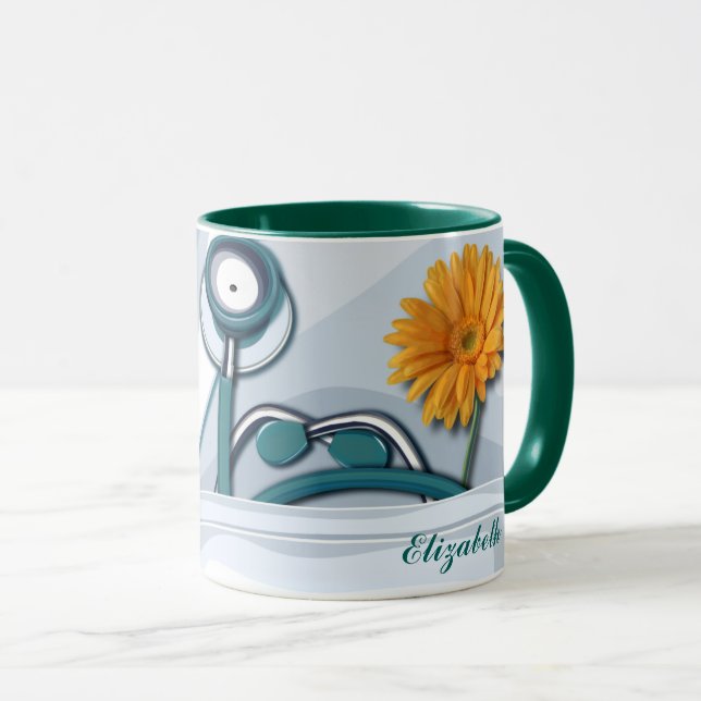 Caneca Presente de Apreciação de Enfermeiro Stethoscope e (Frente Esquerda)