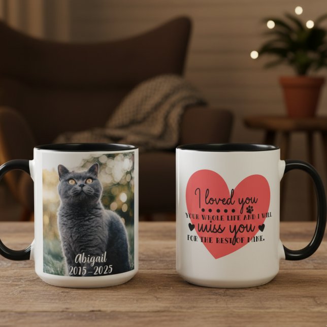 Caneca Presente de Condolências por Gato de Memória de An (Personalized Pet Photo Memorial coffee mug)