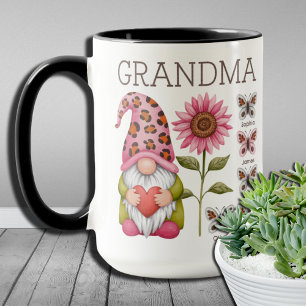 Caneca Presente de coração, vovó, nomes de filhos, mãe e