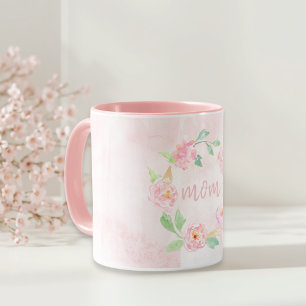 Caneca Presente de Dia de as mães Floral Cor-de-Água Ro