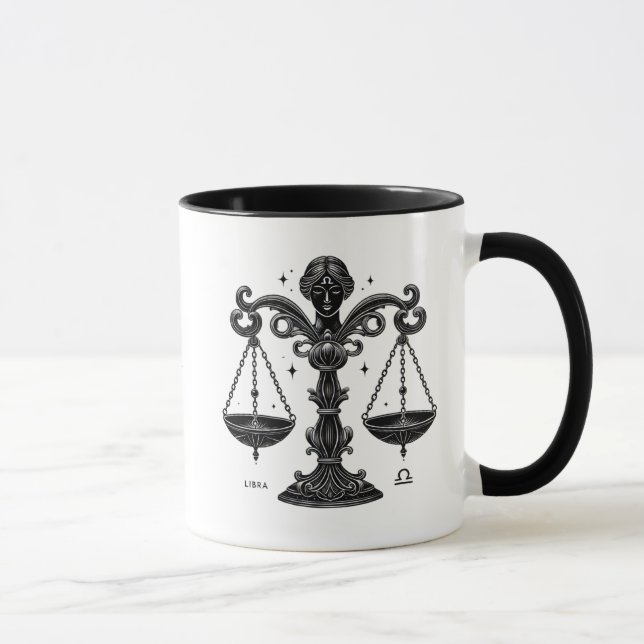 Caneca Presente de Escala de Astrologia de Libra Zodíaco (Direita)