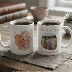 Caneca Presente de Foto do Melhor Amigo com Arte Floral e