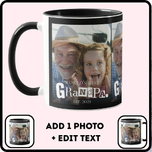 Caneca Presente de Foto Melhor Avô do Mundo Ano de Fundaç