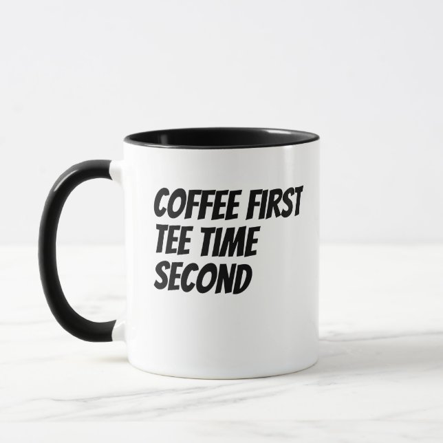 Caneca Presente de Golfe 'Café Primeiro, Hora da Saída Se (Esquerda)
