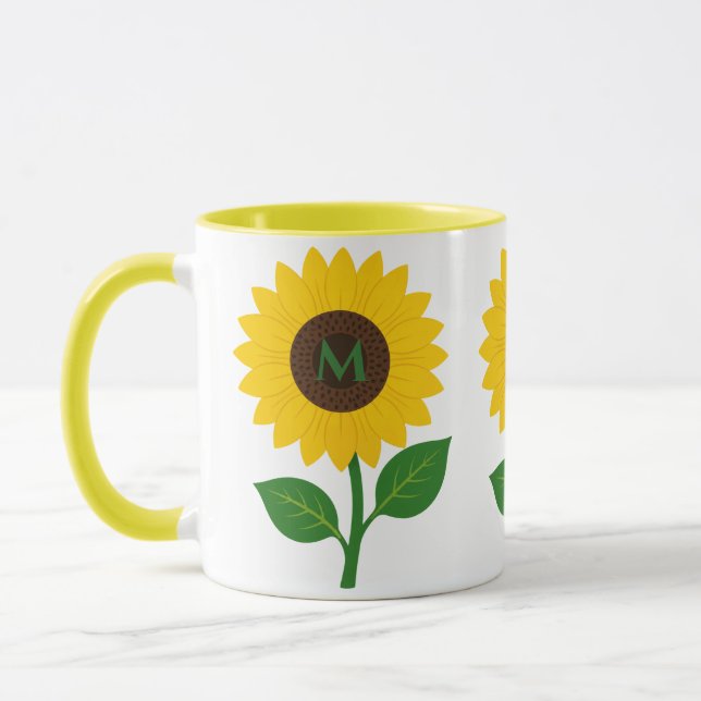 Caneca Presente de iniciais personalizadas Boho Sunflower (Esquerda)