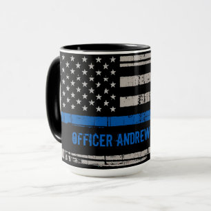 Caneca Presente de linha azul fina - Polícia EUA - Polí