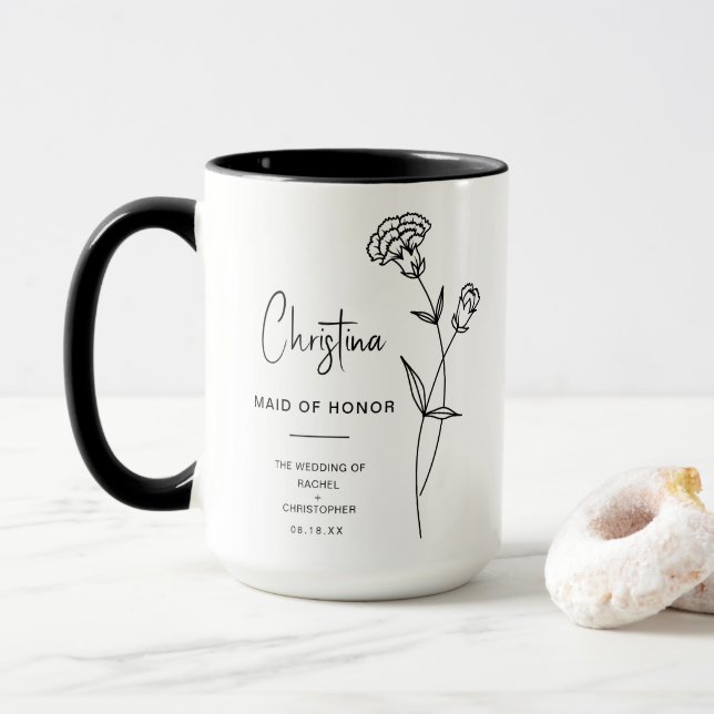 Caneca Presente de Madrinha de casamento de janeiro | Flo (Com Donut)
