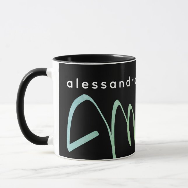 Caneca Presente de Mãe Nome Ano de Estabelecimento Preto  (Esquerda)
