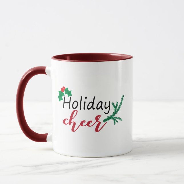 Caneca Presente de Natal com Folhas de Azevinho (Esquerda)