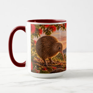 Caneca Presente de Natal da Kiwi Bird Pohutukawa Nova Zel
