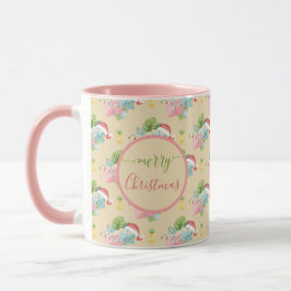 Caneca Presente de Natal de Monstera Tropical Leaf Santa