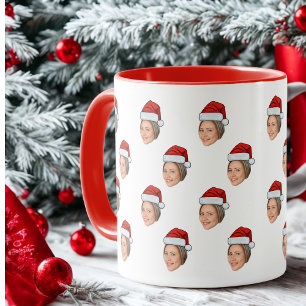 Caneca Presente de Natal de Santa Hat com Foto Personaliz