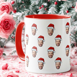 Caneca Presente de Natal de Santa Hat com Foto Personaliz