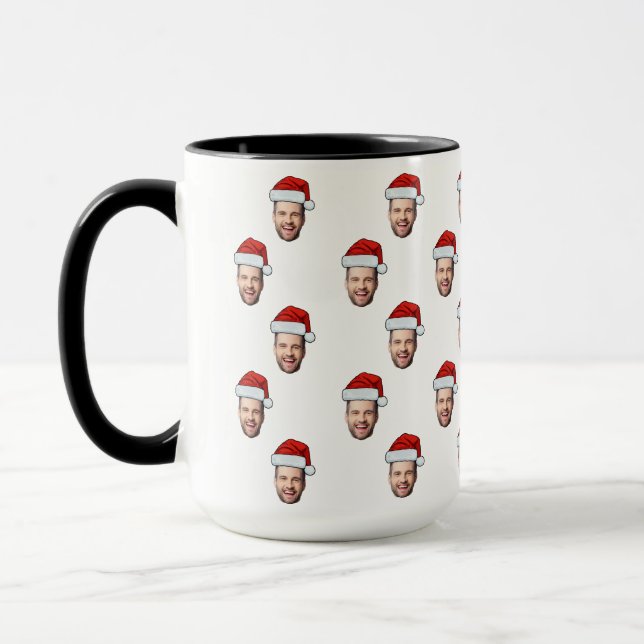 Caneca Presente de Natal de Santa Hat com Foto Personaliz (Esquerda)