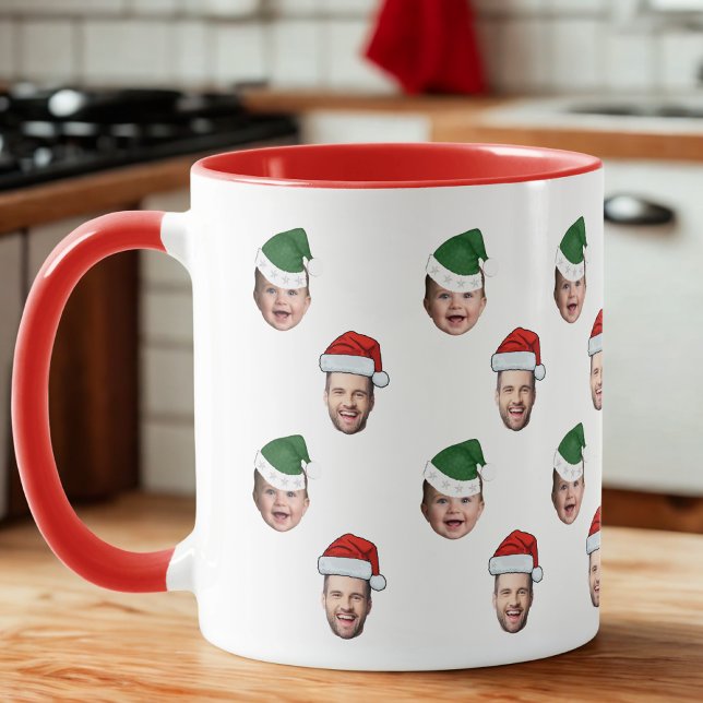 Caneca Presente de Natal de Santa Hat com Rosto Bonito Pe (Criador carregado)