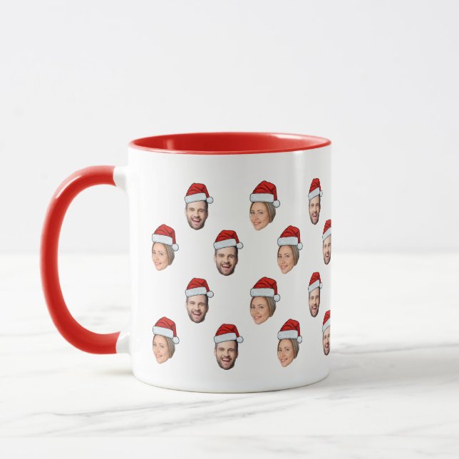 Caneca Presente de Natal de Santa Hat Personalizado Face  (Esquerda)