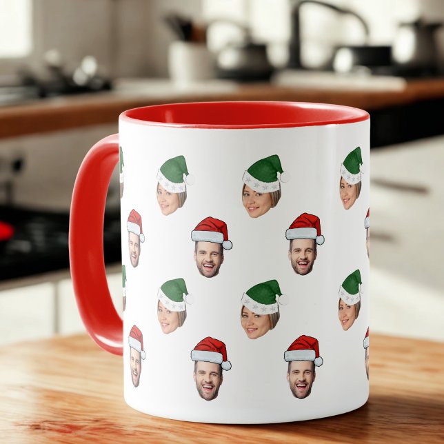 Caneca Presente de Natal de Santa Hat Personalizado Face  (Criador carregado)