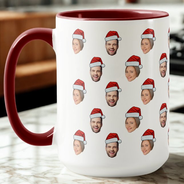 Caneca Presente de Natal de Santa Hat Personalizado Face  (Criador carregado)