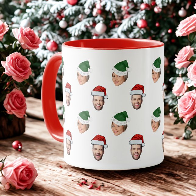 Caneca Presente de Natal de Santa Hat Personalizado Face  (Criador carregado)