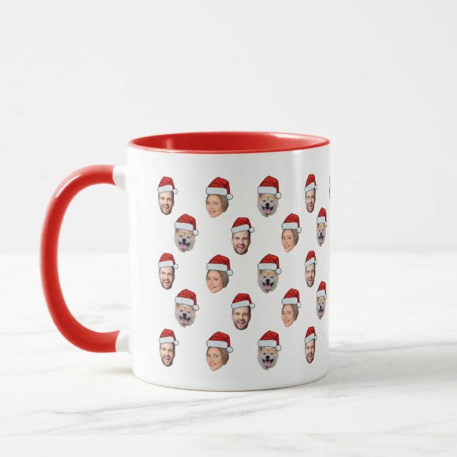Caneca Presente de Natal de Santa Hat Personalizado Face  (Esquerda)