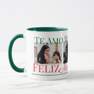 Caneca Presente de Natal espanhol único com duas fotos pa
