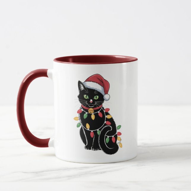 Caneca Presente de Natal para Gata Amante de Gatos Pretos (Esquerda)