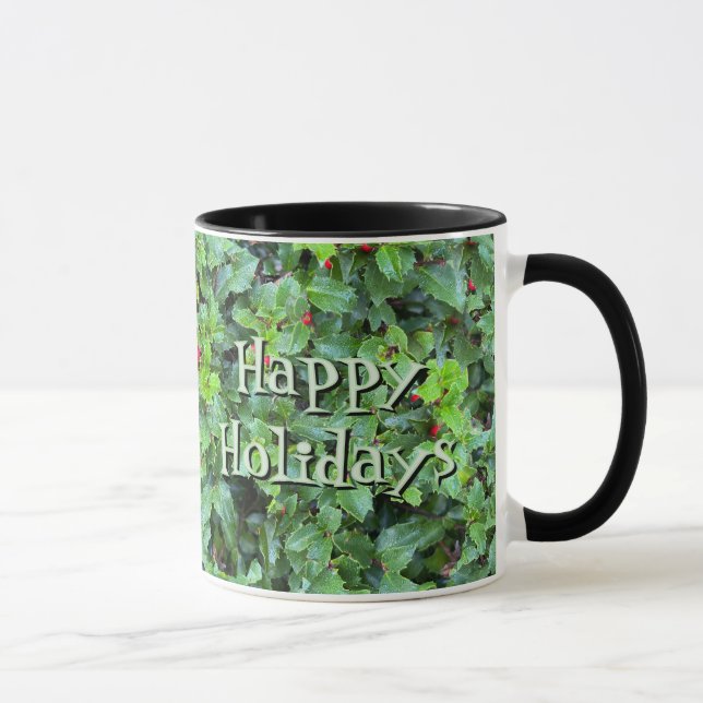 Caneca Presente de Natal Personalizado Holly Berry Festa  (Direita)