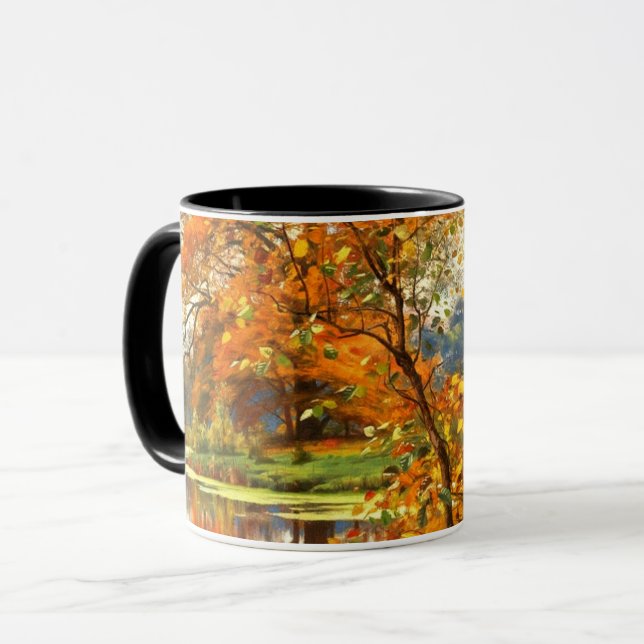 Caneca Presente de pintura em paisagem de outono (Frente Esquerda)