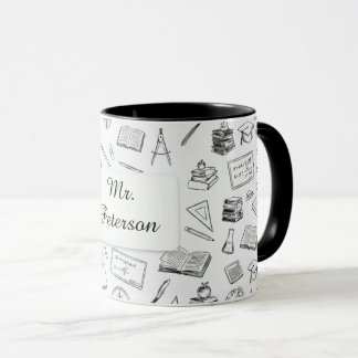 Caneca Presente de Professor Preto e Branco Ciência Matem
