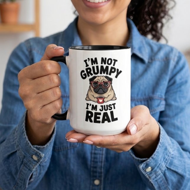Caneca Presente de Pug Mal-Humorado Fofo Presente Sarcást (Criador carregado)